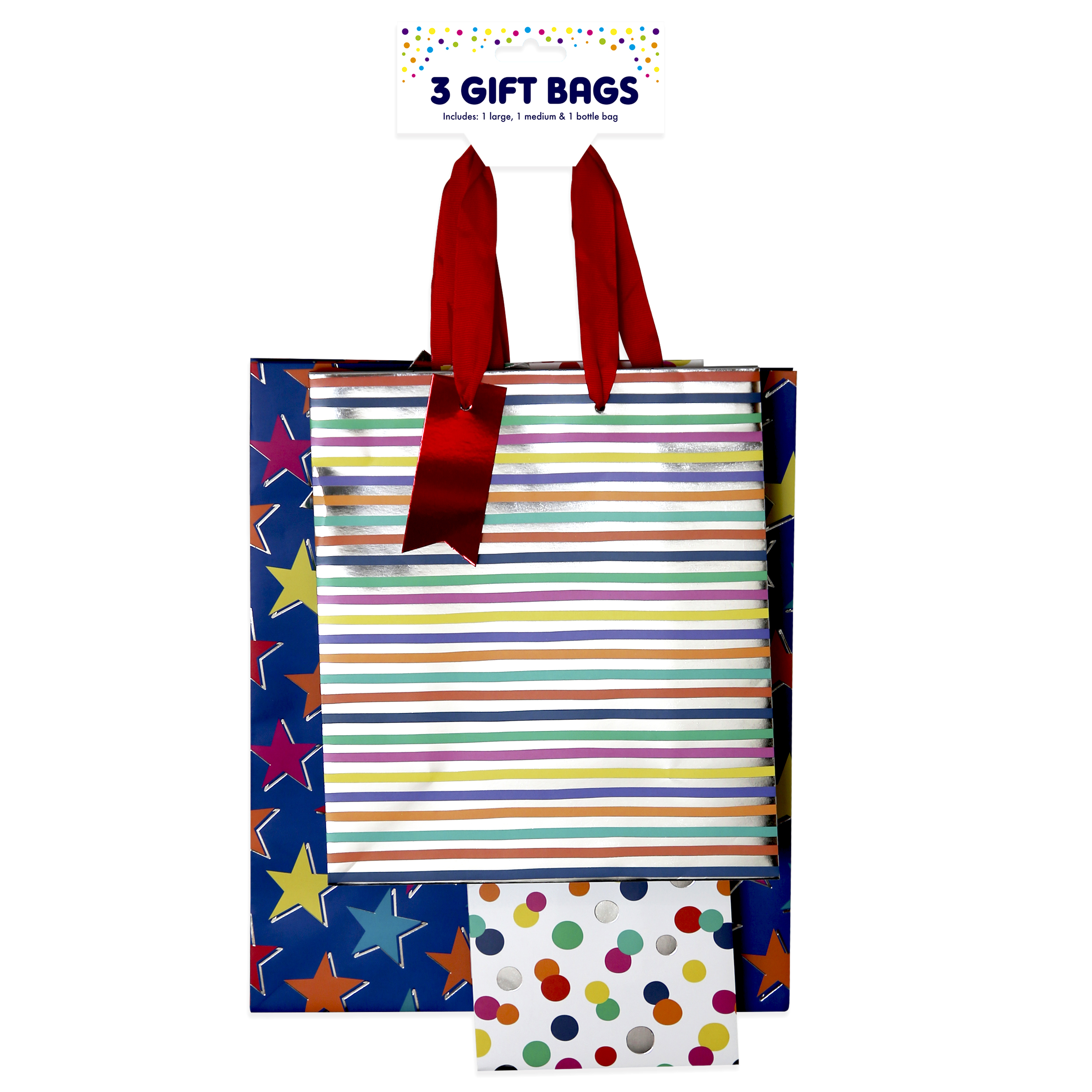 Eurowrap 3 Pack Gift Bag Generic Foiled Assorted