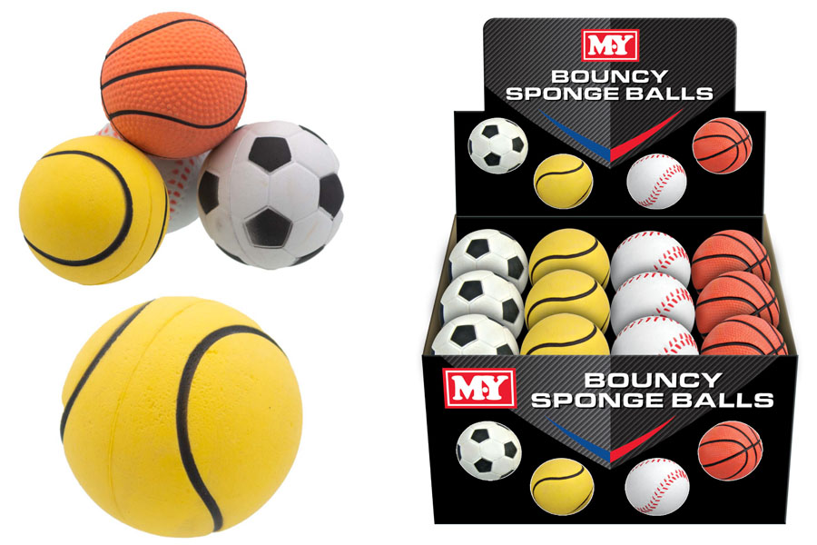Kandy Toys 24 Pack Bouncy Sponge Ball 63mm