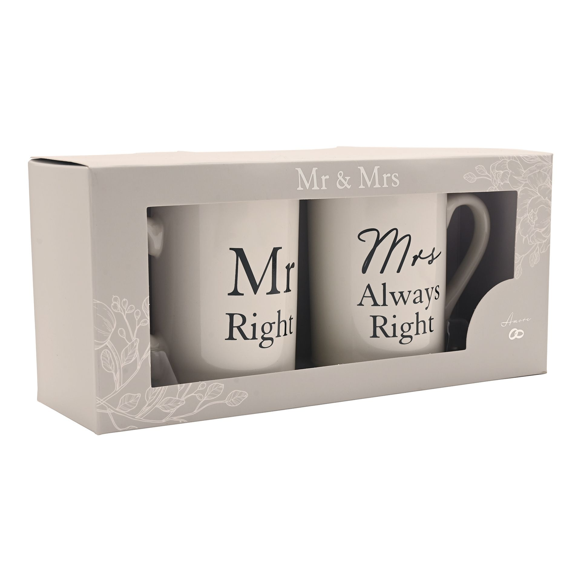 Amore 2 Pack Mugs Mr Right/Mrs Always Right