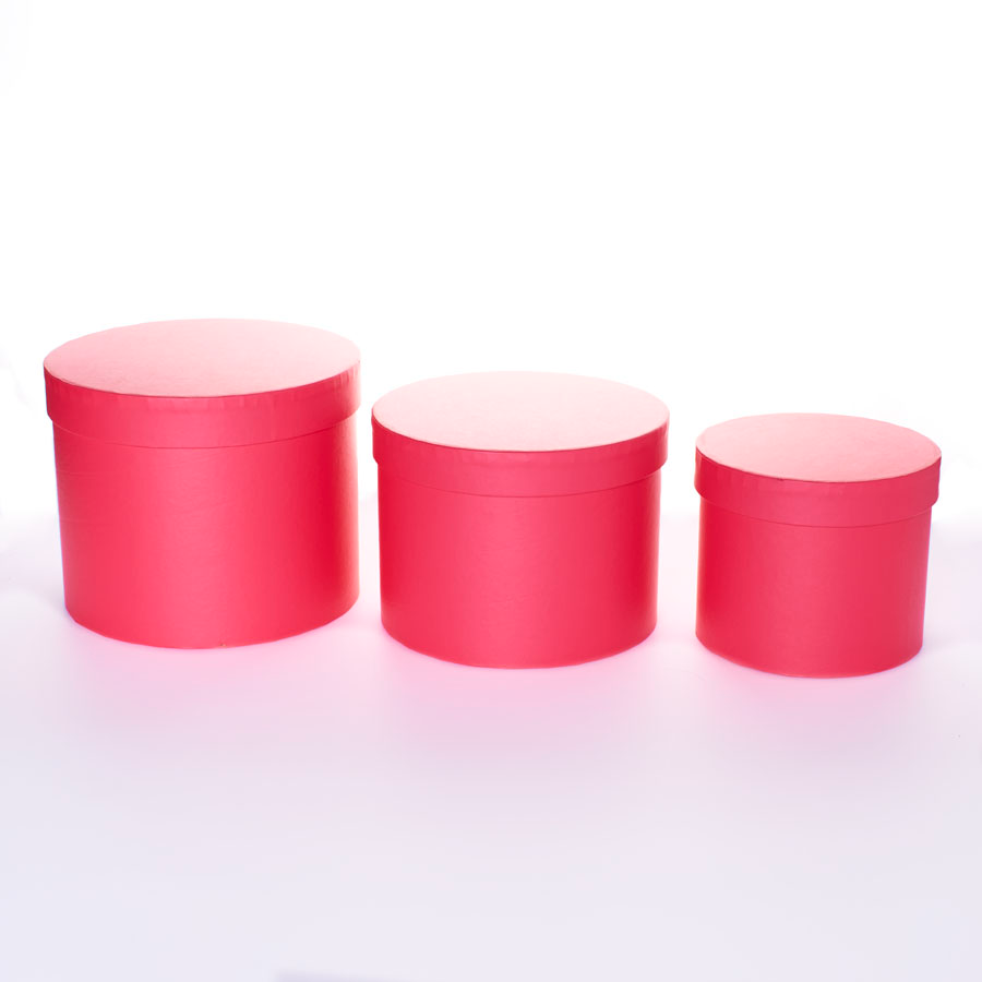 Hat Box Fuchsia 3pc L-6x7.5"/M-5.5x7"/S-4.5x5.5