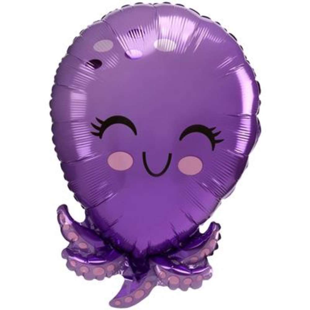 Anagram Foil Balloon Purple Octopus 21"