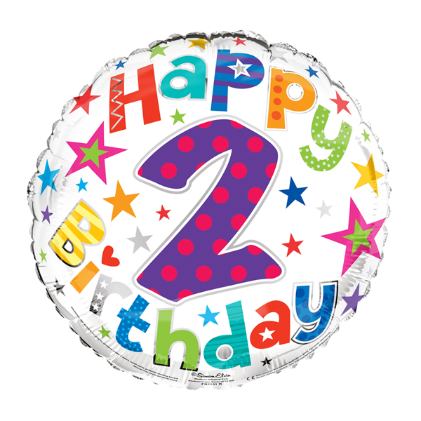 Simon Elvin Foil Balloon Happy Birthday Age 2 18