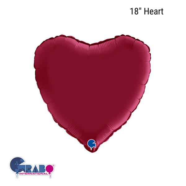 Grabo Foil Balloon Satin Cherry Red Heart 18"