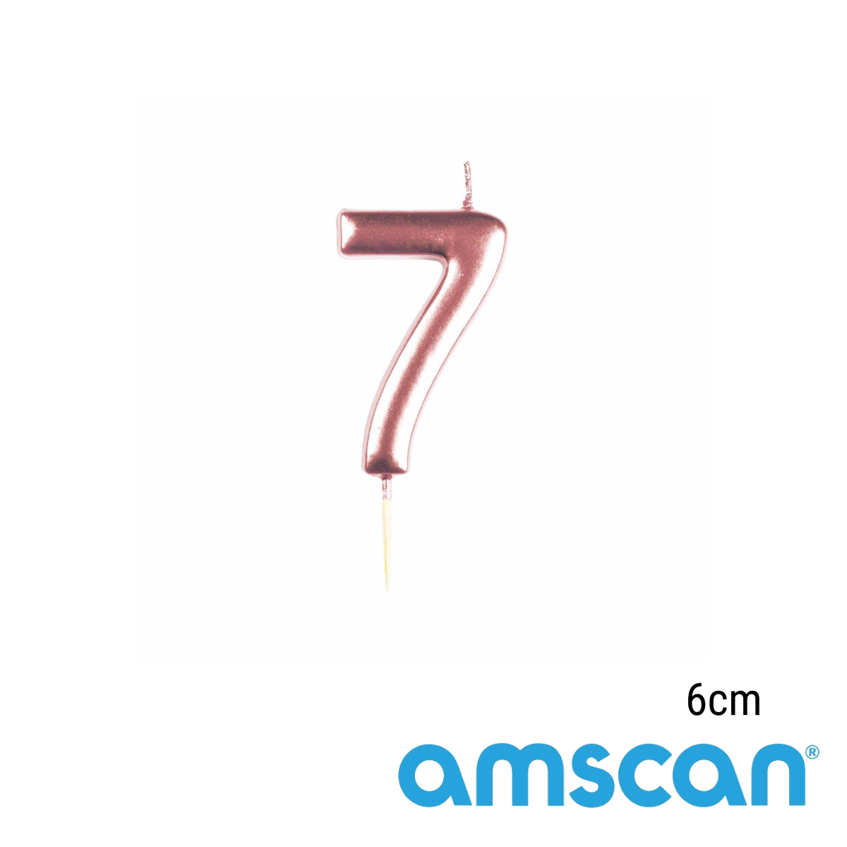 Amscan Rose Gold Number 7 Candle 6cm