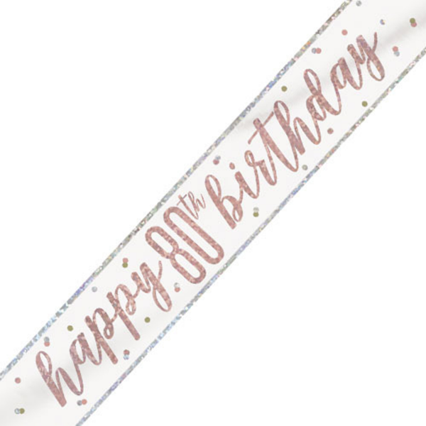Unique Banner Rose Gold Glitz Age 80 9ft