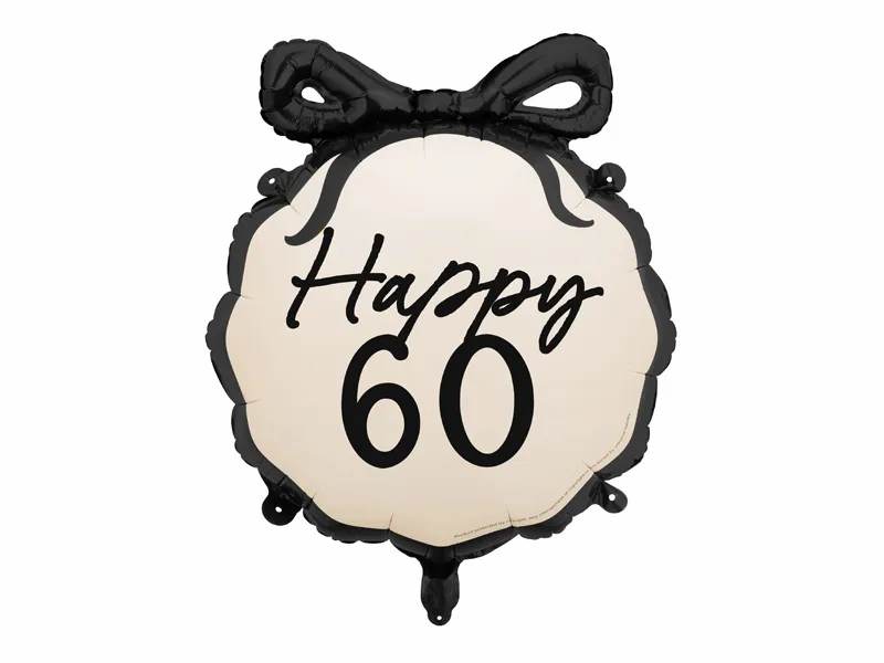 Black & Cream Happy 60th Birthday 18" Foil Balloon