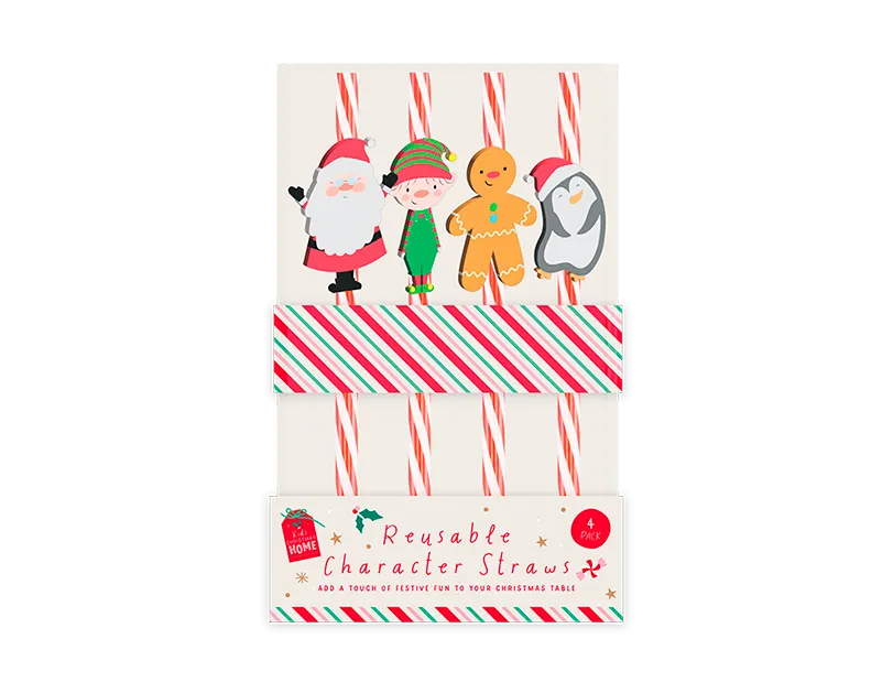 Festive Reusable Straw 19cm 4pk
