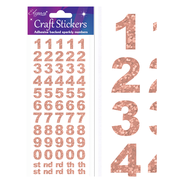 Eleganza Rose Gold Craft Number Stickers
