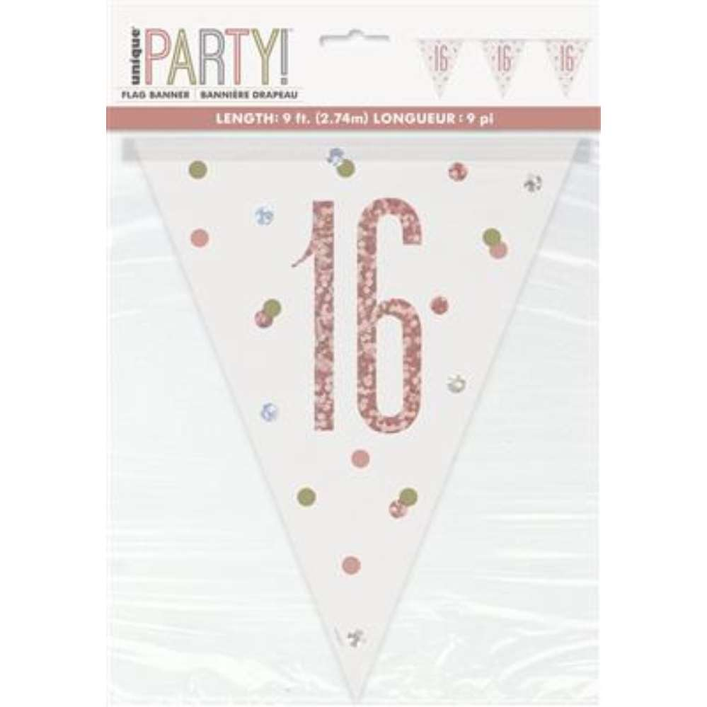 Unique Flag Banner Rose Gold Glitz Age 16 9ft