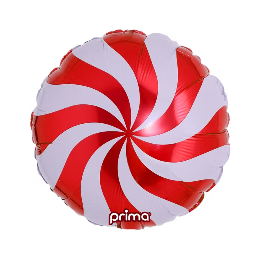 Prima Foil Balloon Candy Swirl Red 18"