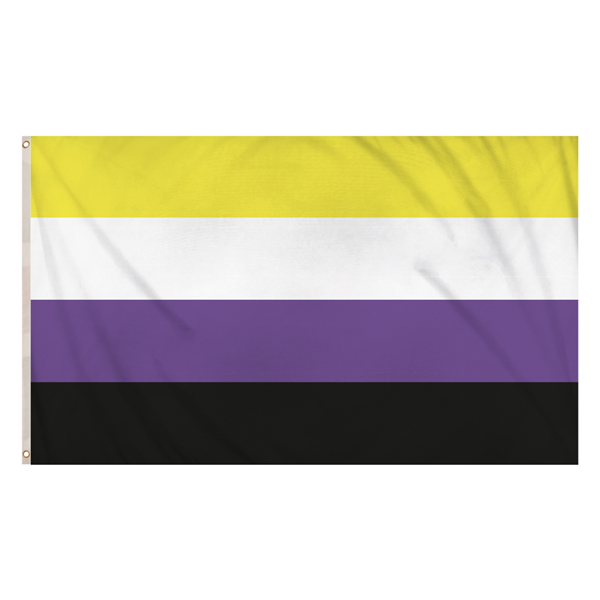 Henbrandt Pride LGBTQ+ non-binary flag, 5ft by 3ft, featuring colorful rainbow stripes and non-binary pride symbols.