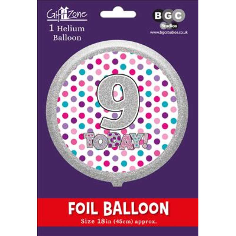 Age 9 Female 18" Foil Balloon