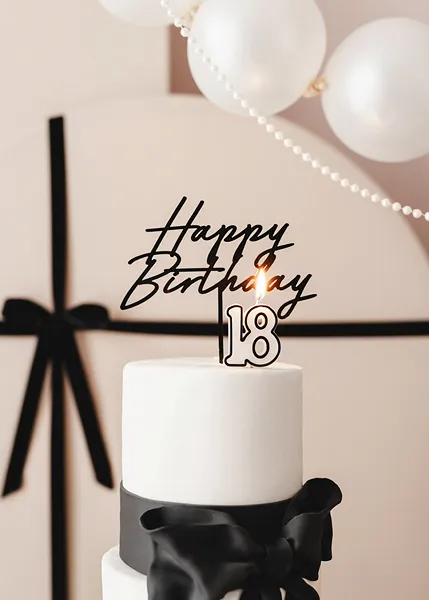 PartyDeco Party Candle Age 18 White 5.5cm