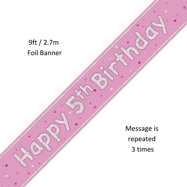 Unique Banner Pink Glitz Age 5 9ft