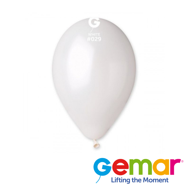 Gemar Metallic White 13" Latex Balloons 50pk