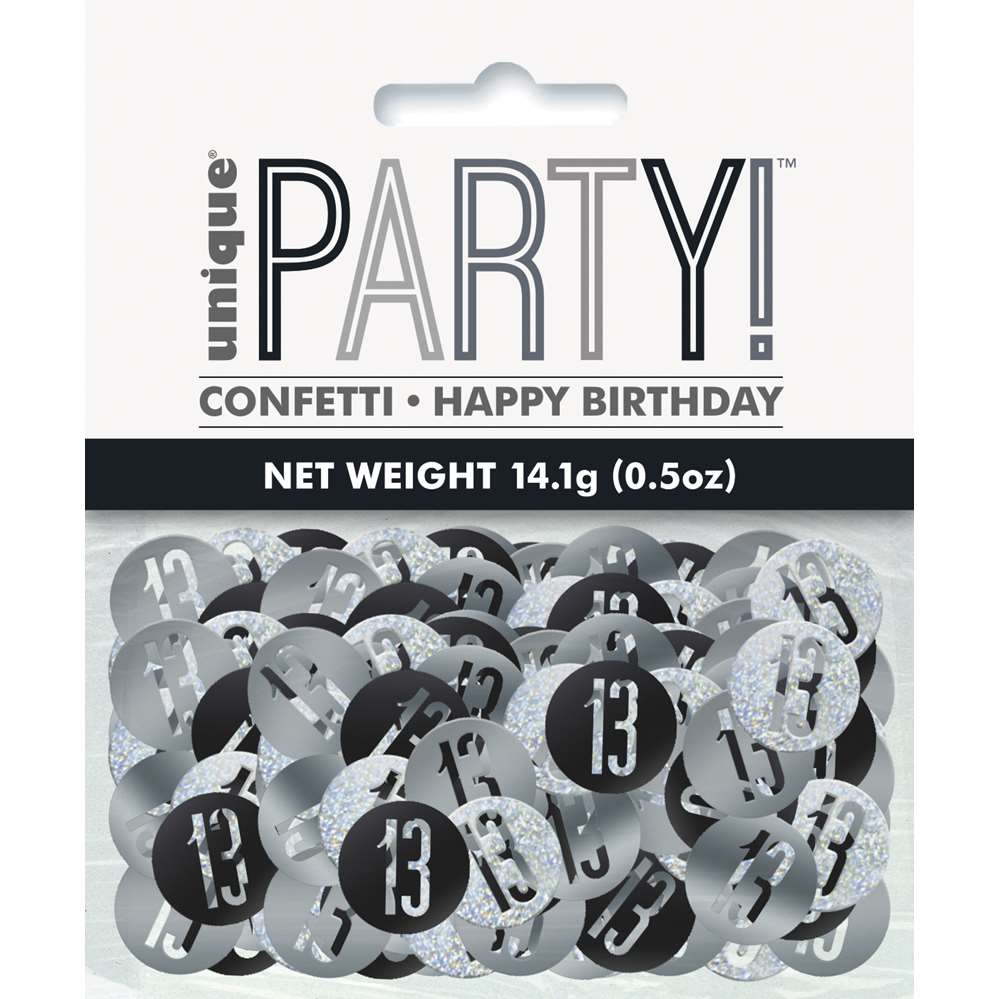 Black Glitz 13th Birthday Foil Confetti 14g