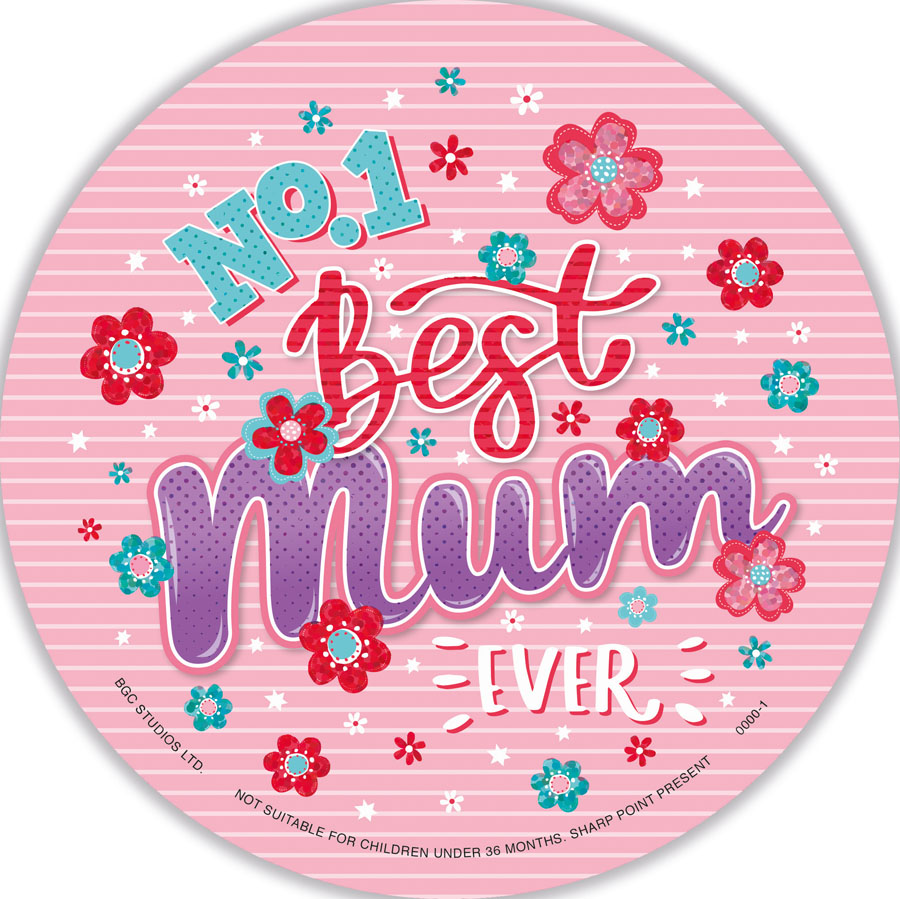 6pk Big Badges Birthday No.1 Mum