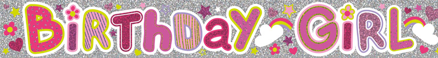 Birthday Girl Rainbows Banner 2.6M 6pk