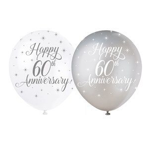 Unique 60th Anniversary 12" Latex Balloons 5pk