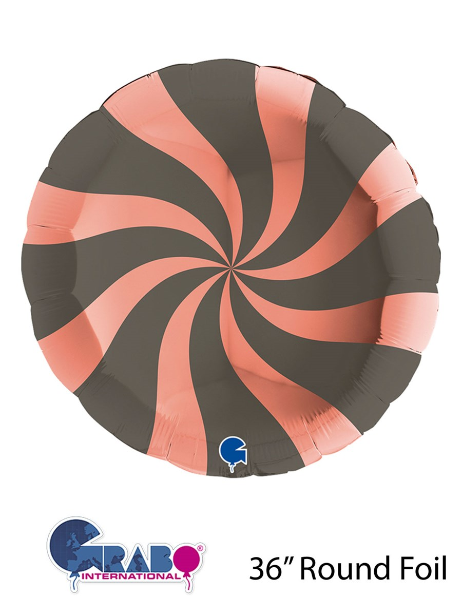 Grabo Swirly Rose Gold & Grey 36" Foil Balloon