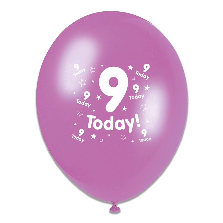 6 x 8pk Latex Balloons Birthday Age 9