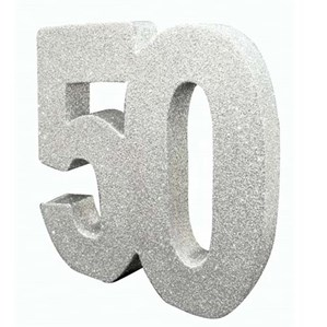 Silver Glitter 50th Table Decoration