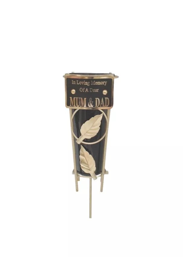 David Fischoff keepsake grave vase for Mum and Dad, 36cm, decorative memorial floral holder in a simple, elegant design.