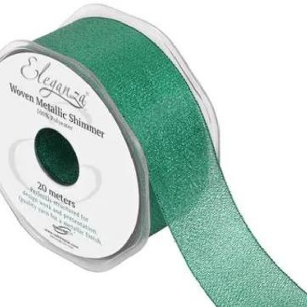 Eleganza Metallic Ribbon Green 38mm x 20m