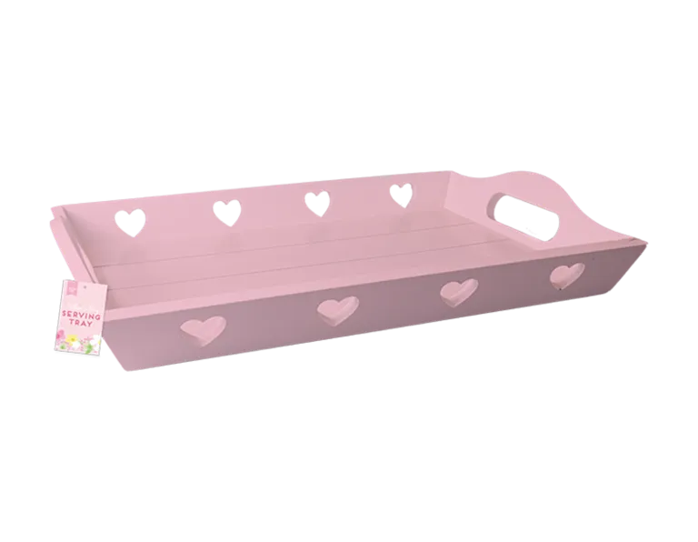 Mother's Day Heart Design Wooden Tray 2pk