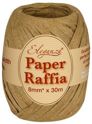 Eleganza Paper Raffia Balloon Ribbon Tan 8mm x 30M