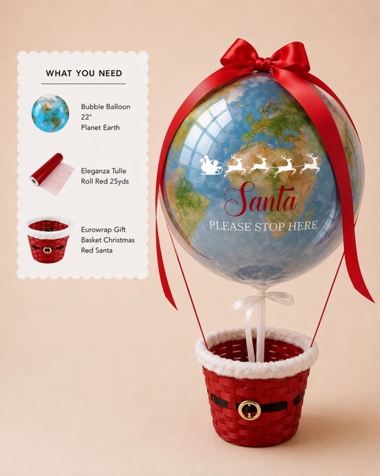 Eurowrap Gift Basket Christmas Red Santa