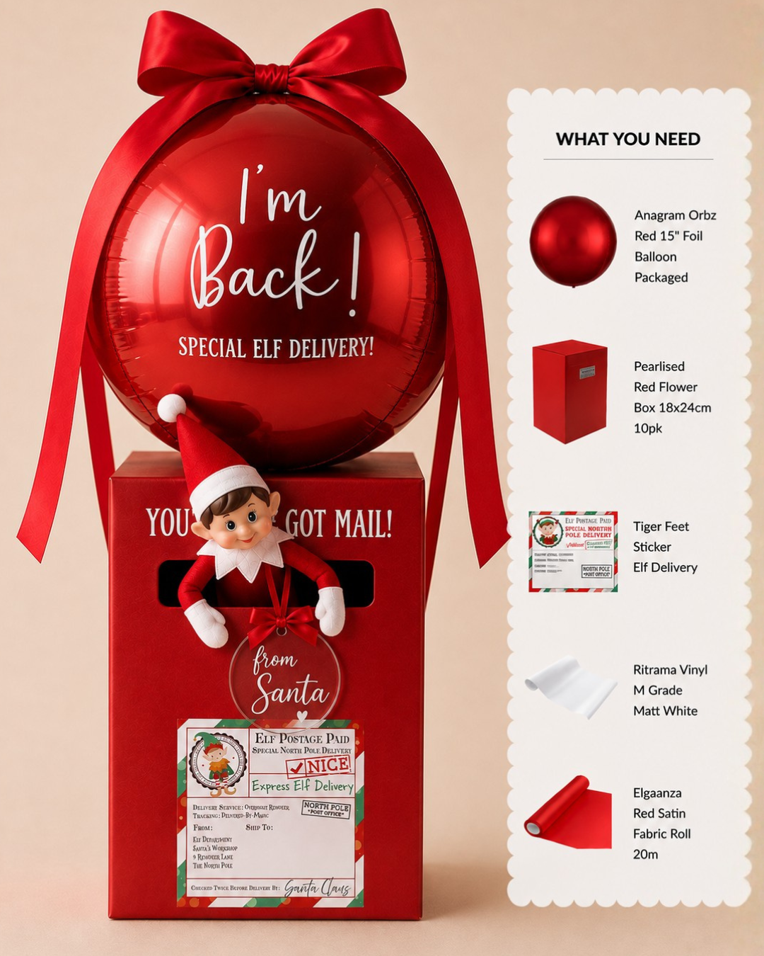 Anagram Orbz Red 15" Foil Balloon Packaged
