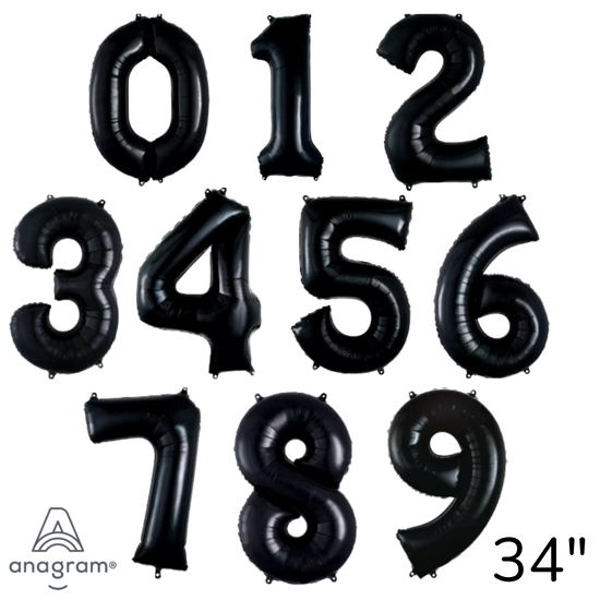 Anagram Foil Balloon Black 34" Numbers 0 - 9