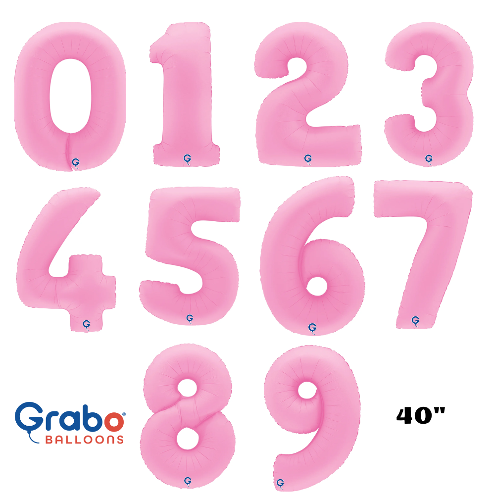 Grabo Foil Balloon Matte Sakura Pink 40" Numbers 0 - 9