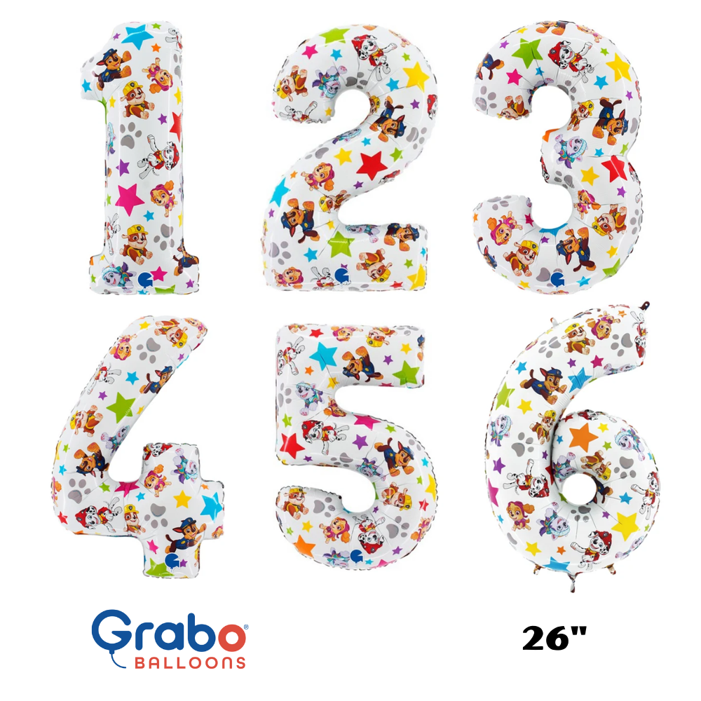 Grabo Foil Balloon Paw Patrol 26" Numbers 1 - 6