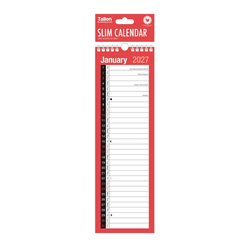 Calendar MTV Slim Red & Black 2027 12pk