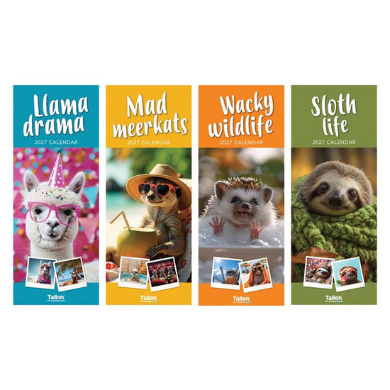 Calendar Super Slim Crazy Animals 2027 24pk