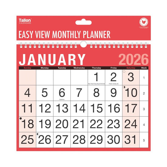 Calendar MTV Easy View Red & Black 2027 12pk