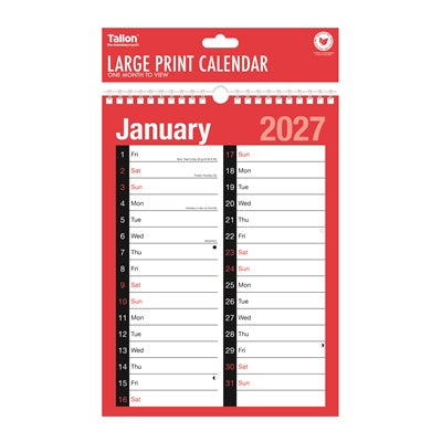 Calendar MTV A4 Red & Black 2027 12pk