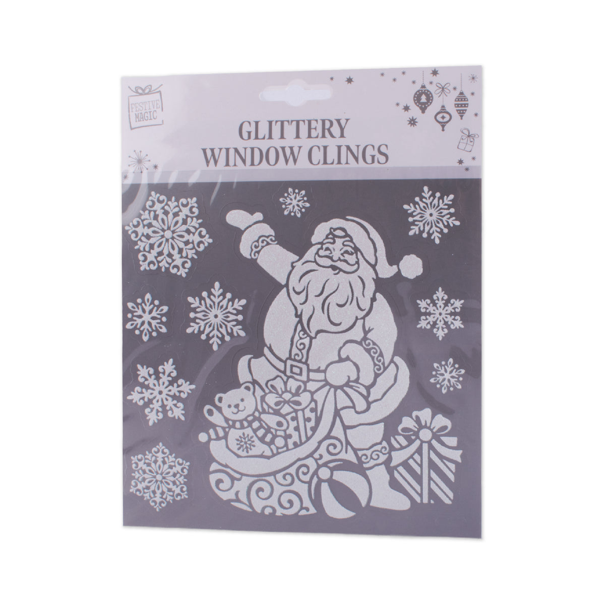 White Glitter Scene Window Cling (Design May Vary)