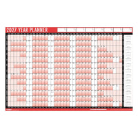 Calendar Full Year Wall Planner Red & Black 2027