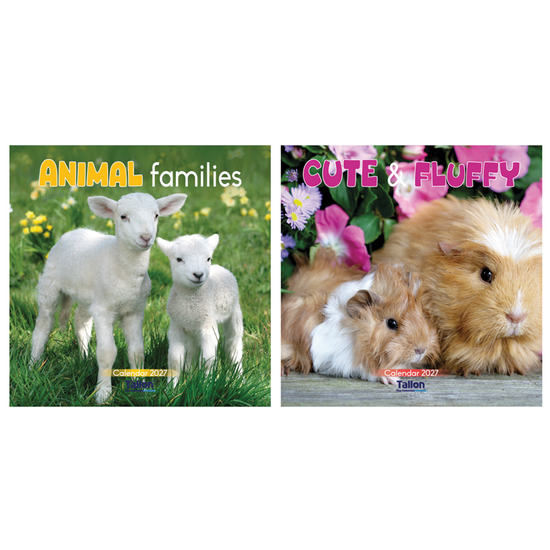 Calendar Square Animal Families 2027 12pk
