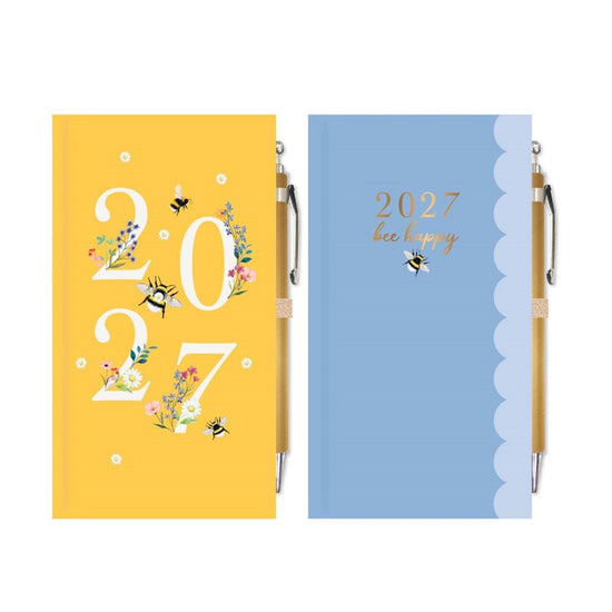Diary Slim WTV W/Pen Bee Floral 2027 12pk