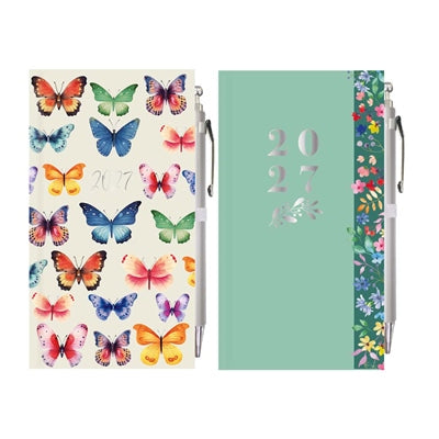 Diary Slim WTV W/Pen Butterfly & Floral 2027 12pk