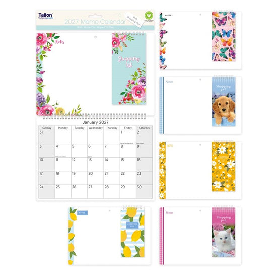 Memo Calendar With Pen Shopping Pad 2027 12pk