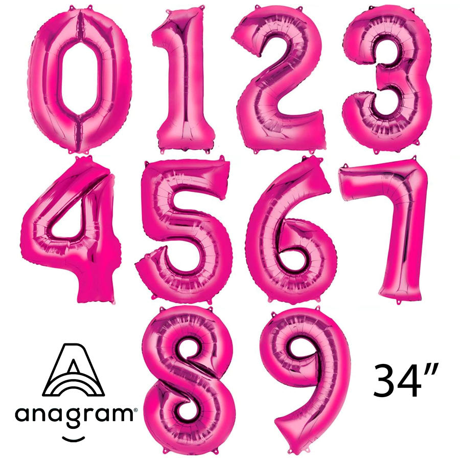 Anagram Foil Balloon Pink 34" Numbers 0 - 9