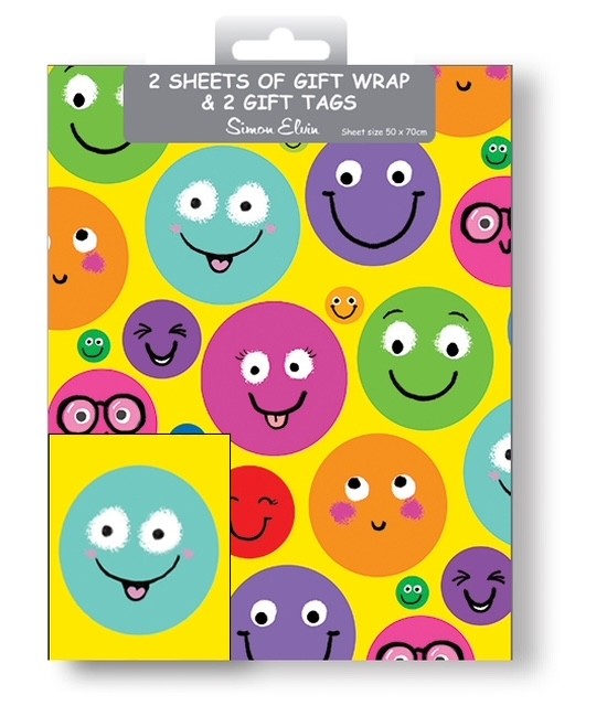 12pk Folded Wrap & Tags Happy Birthday Smiles