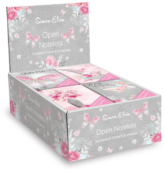 Simon Elvin Notelet Floral Pink/Grey 8pk