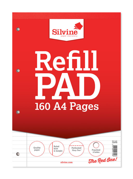 Refill Pad A4 Red Ruled 160 Pages 6pk