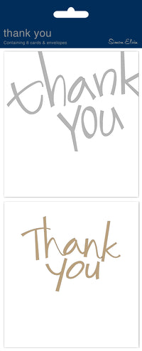 Simon Elvin Thank You Card Twin Pack Text 6pk